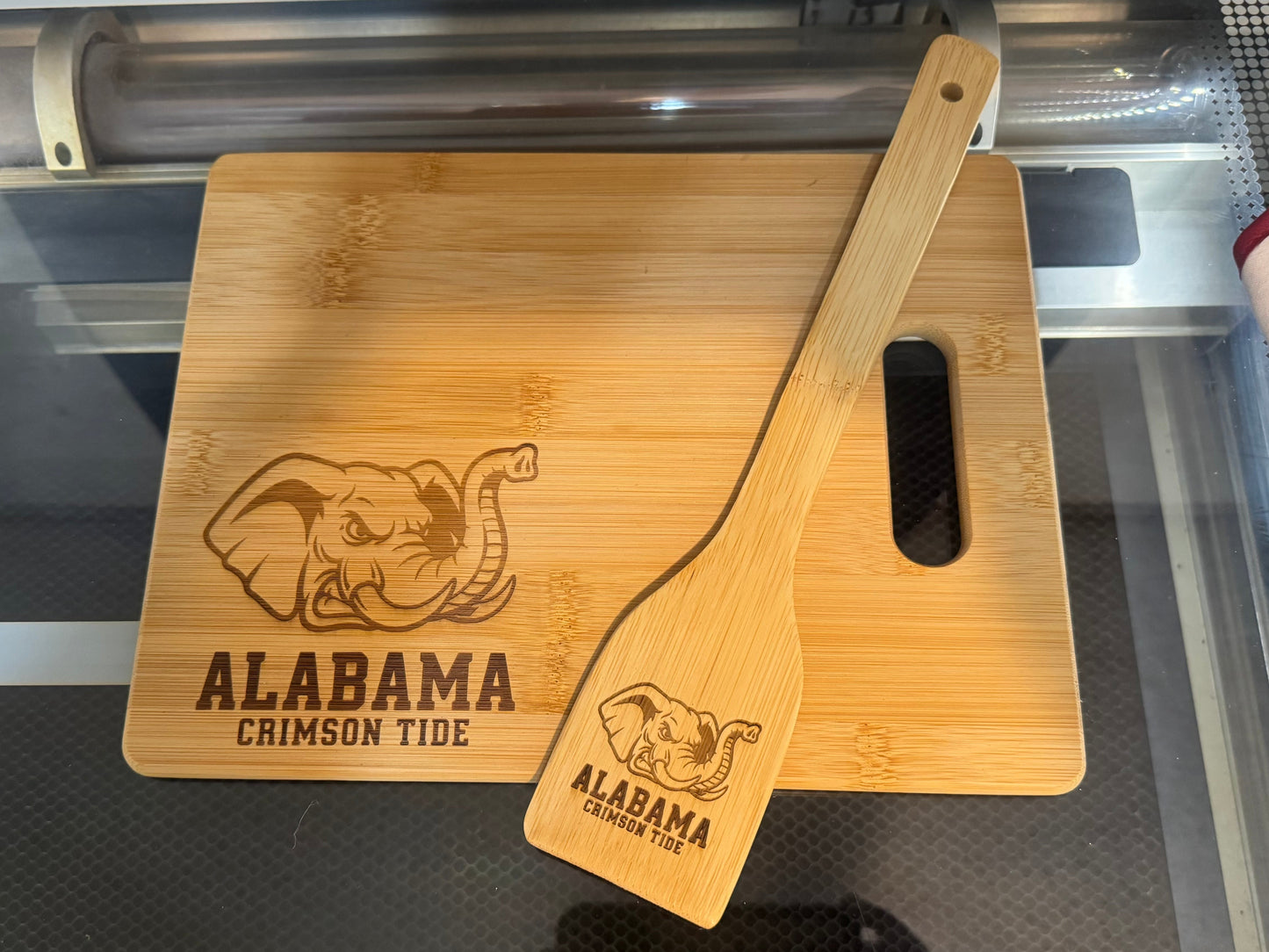 Engraved Cutting Board with utensil