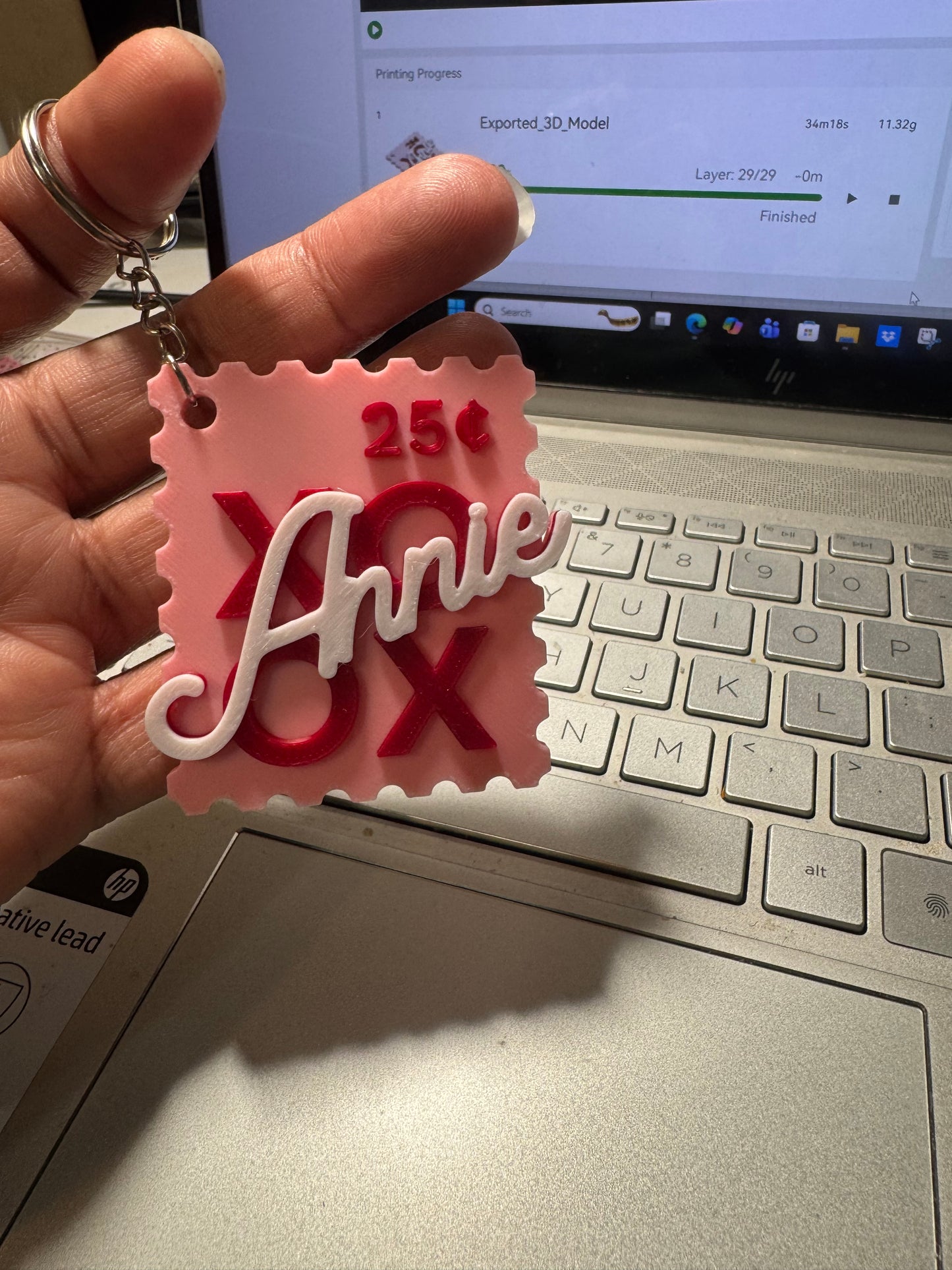 Valentine stamp keychain