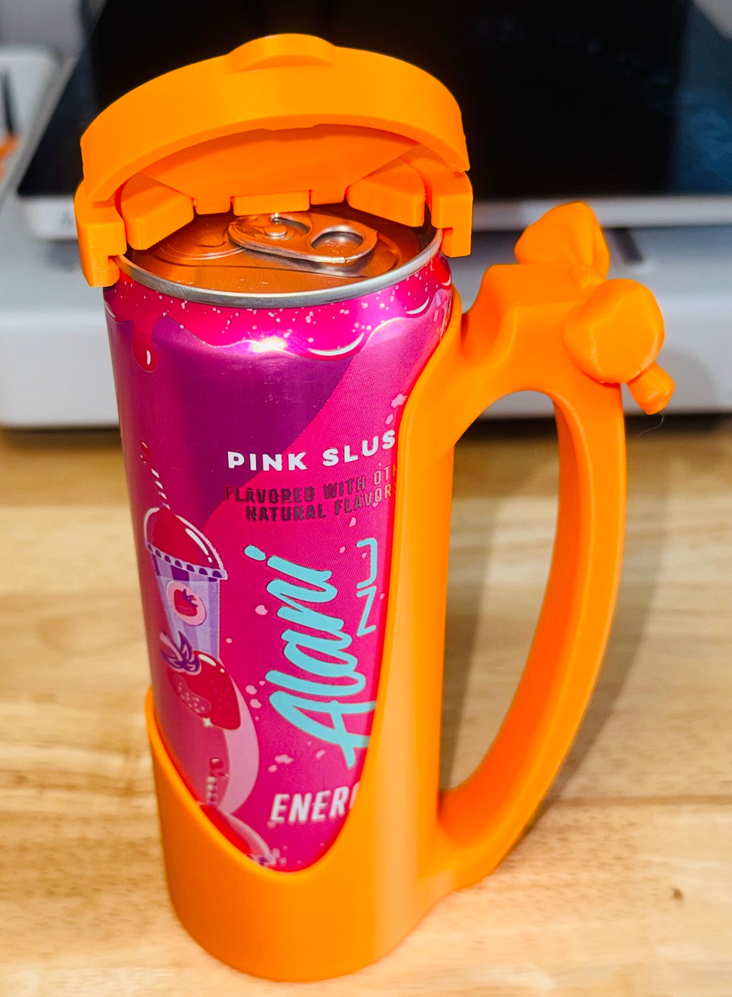 Slim can holder with lid cover