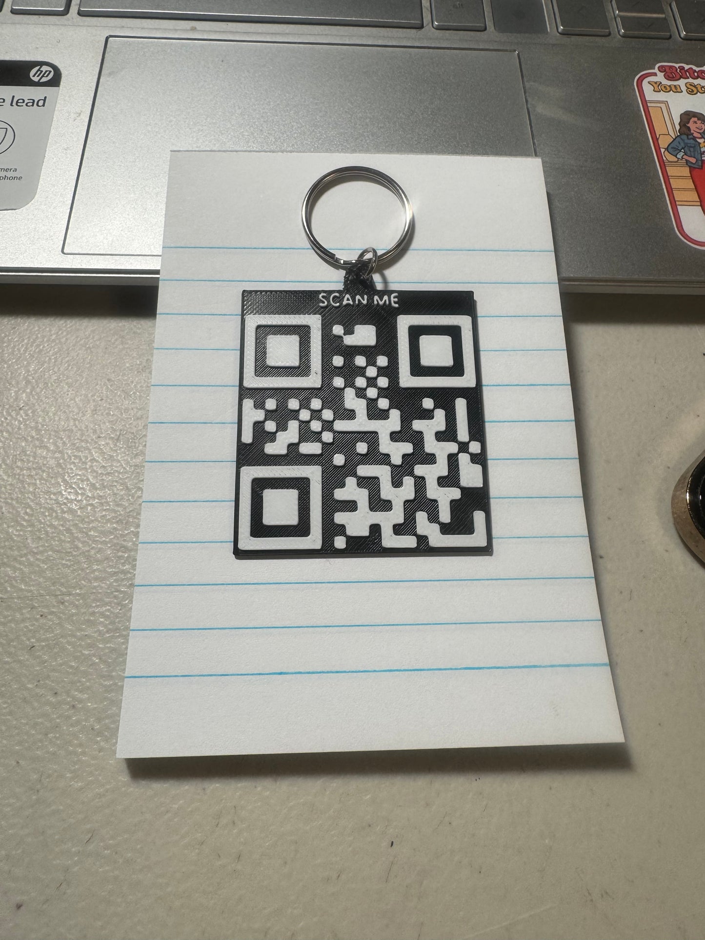 Emergency contact QR code keychain
