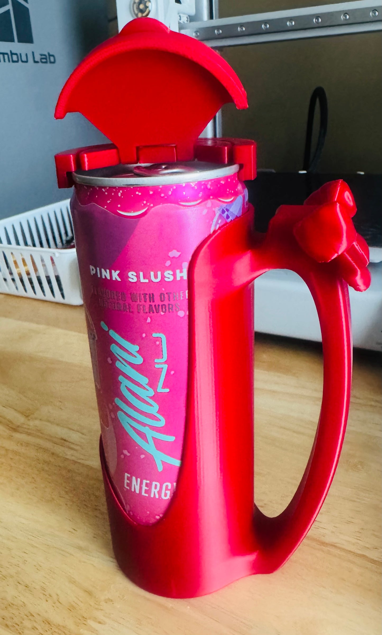 Slim can holder with lid cover