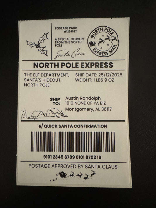 Faux shipping label
